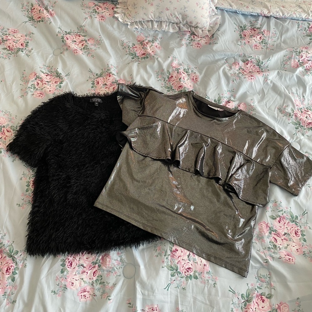Bundle of Gunmetal Shiny Top and Fuzzy Top